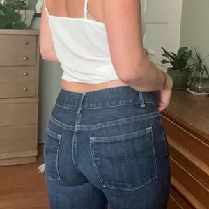 Low rise Gap 1969 perfect boot bootcut jeans in a dark indigo wash